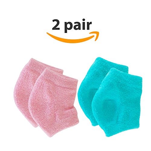 2 PAIR - Moisturizing Gel Heel Socks w/ Enriched Vitamins for Dry Hard Cracked Heels &amp; DIY Simple Home Remedies by Triim Fitness
