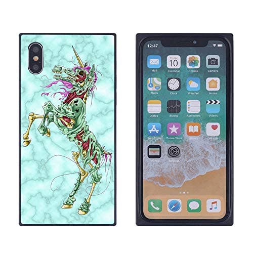 Unicorn Skull iPhone Xs iPhone X Case, Soft Flexible TPU Back Cover Rectangle Case Compatible with iPhone Xs iPhone X (Black)