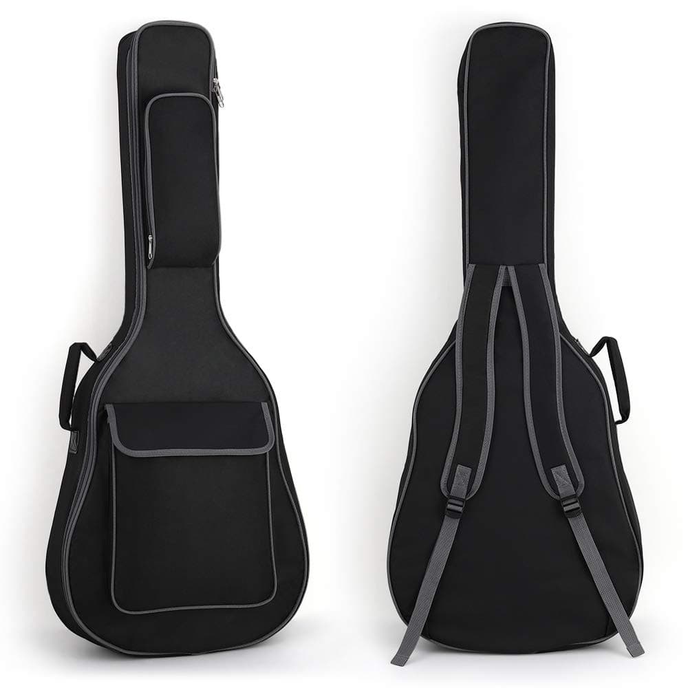 Guitar Bag Waterproof Guitar Case with Pockets Organizer Durable Handle Held and Adjustable Shoulder Strap Folk Gig Bag, Black