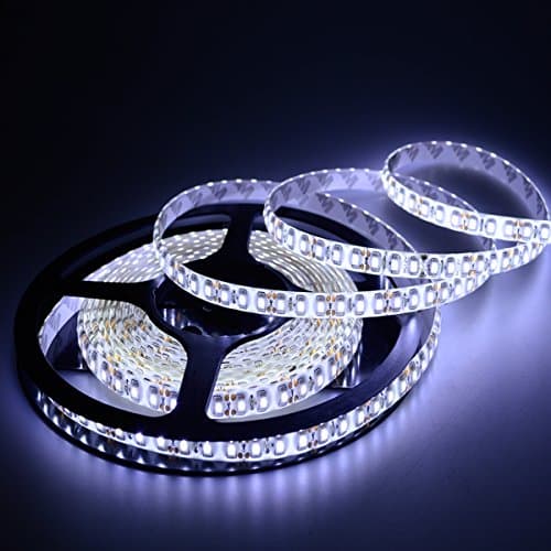 elcPark 5m/16.4 Ft SMD 3528 LED Light Strip Waterproof ip65 300 LEDs Roll 4Lumens /led 12V DC (600 led , Cool White)