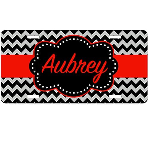 Simply Customized Personalized License Plate Monogram Black Red Chevron License Plate Car Auto Tag Aluminum PLP