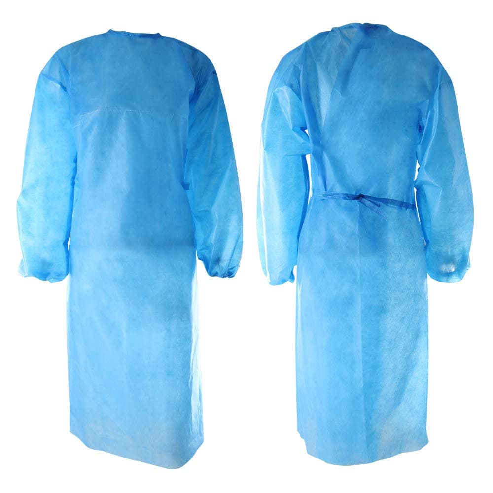 5PCS Disposable Isolation Gowns White, Protective Gown Coverall, Elastic Cuff, Non-Woven, Disposable Cleaning Gowns for Work, Painting, Outdoors, etc