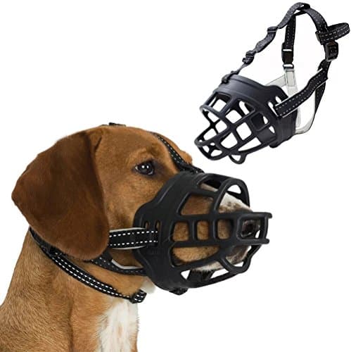 GUXL Luxury Soft Rubber Dog Muzzle - Anti Biting Barking Chewing - Adjustable Silicone Basket Mask Muzzle - for Small Medium Large Dog Safety
