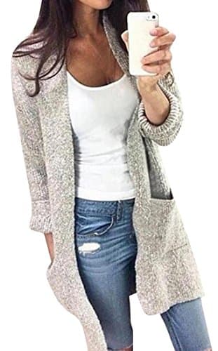 Betteraim Women's Long Sleeve Solid Color Knitted Sweater Cardigan