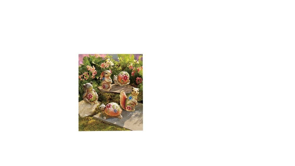 5-piece Cement Garden Yard Bunny, Snail, Frog, Turtle, Squirrel Statues 4-5/8 X 3-5/8 X 2-3/4