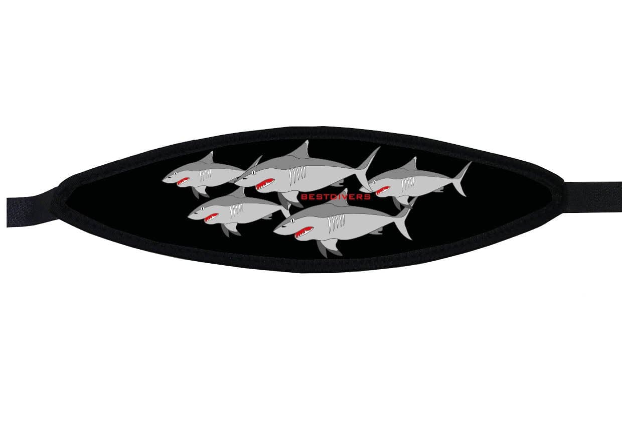 Best divers Neoprene Mask Strap, Velcro Closure, Shark