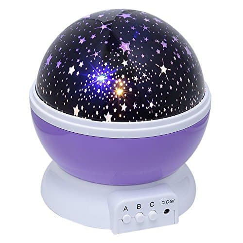 LYWOO Night Lighting Lamp, 4 LED Beads, 3 Light Models Best for Decorating Bedroom or Living Room With This Romantic Rotatable Cosmos Nightlight Projector (Purple)
