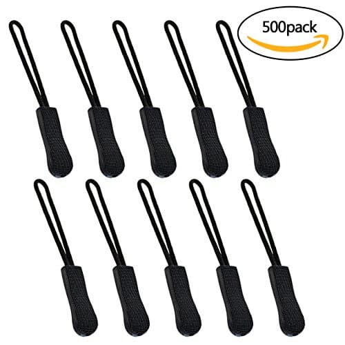 Zipper Pulls-Tojwi 500pcs Black Nylon Cord Zipper Pulls Fits/Zipper Fixer with Non-slip Gripper
