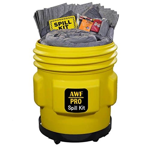 65 Gallon Universal Spill Kit Includes Overpack Drum 75 Spill Pads 15"x19",6 Socks 3"x12',6 socks 3"x4',7 Pillows 18"x18",Safety Goggles,Chemical Gloves,Response Guidebook,Disposal Bag,Spill Sign