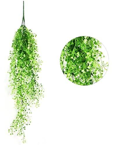 Mistari Plastic Artificial Flowers Hanging Vine String Plant Fake Silk Home Decorative Party Wedding (White)