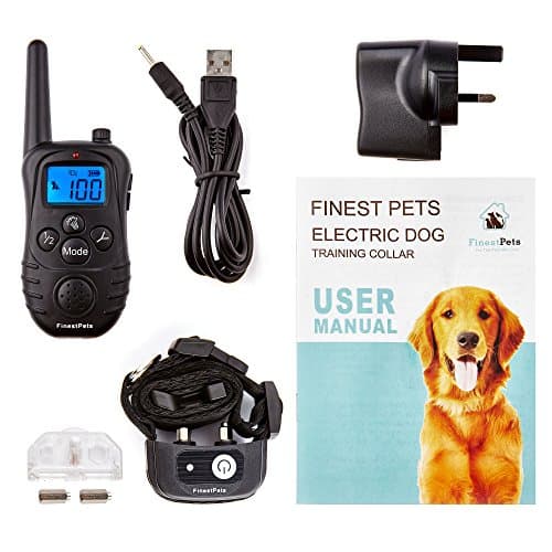 Anti Bark Dog Pet Training Electronic Collar Device. Static Shock, Vibration, & Beep Modes, Rechargeable Rain And Waterproof, Boosts Range To 300 Yards By Finest PetsĀ®