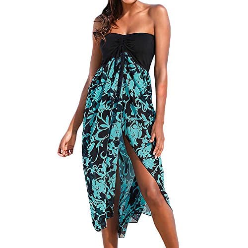 SUBWELL Women's Summer Off Shoulder Open Back Beach Cover Up Long Maxi Chiffon Dress