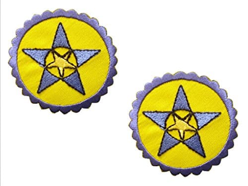 2 pieces PENTAGRAM Iron on Patch Fabric Motif Applique Biker Goth Wicca Pagan Occult Star Decal dia. 2.3 inches (6 cm)