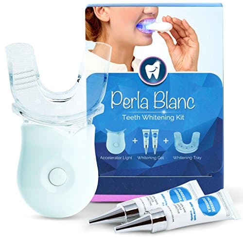 Perla Blanc Teeth Whitening Kit, LED Light, 35% Carbamide Peroxide, (2) 5ml Gel Tubes, Tray and Case (Budget Kit)