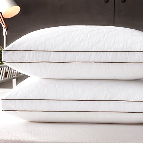 Casaottima Bed Pillows For Sleeping King Size 2 Pack Hotel Bedding Soft Support Dust Mite Resistant Gusseted Quilted Hypoallergenic Cotton Fiber
