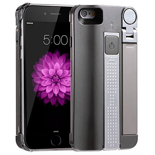 Selfie Stick Case,JKEEMI Portable 3 in 1 Bluetooth self-timer phone case with built in rechargeable Bluetooth and Stretchable Selfie Stick for iphone 6/6s Plus 5.5 (Grey)