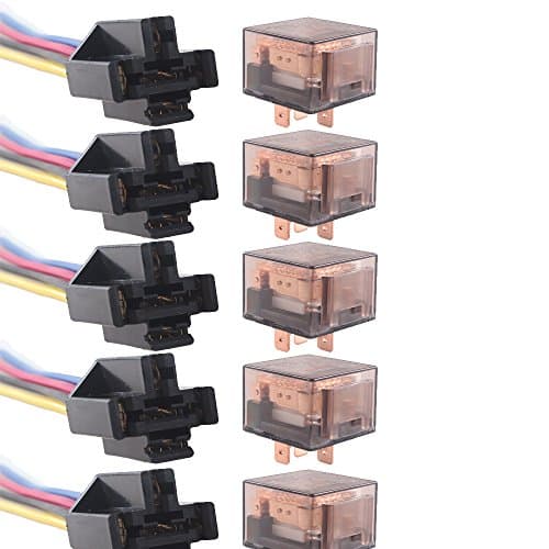 HOUTBY™ 5Pack Universal 60A 12V 5Pin Car Auto Relay Socket Plug Wire Kit Heavy Duty SPDT