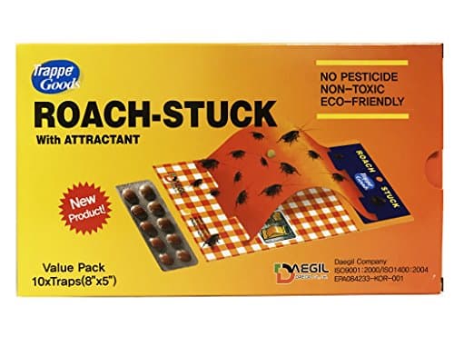 Trappe ROACH-STUCK - Bait Attract Roaches and Trap - Disposable, Non-Toxic, Glued Paper - Value Pack of 10 (8" x 5")