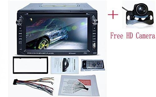 6.2 Inch Double DIN In-Dash Car DVD Receiver Touch Screen LCD Unit with DVD/CD/MP3/MP4/USB/SD/FM/ Radio/Bluetooth/Stereo/Audio/Analog TV with remote+Free Camera
