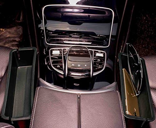 2PC Car Seat Catcher,Console Side Pocket,Caddy Catcher,Gap Filler,Black