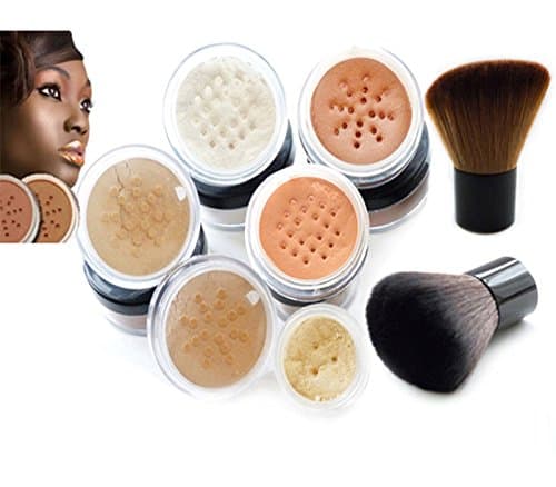 DARK & DEEP Mineral Foundation Makeup Double KABUKI SET Sheer Finish Full Coverage Natural Minerals by Intelligent Cosmetics®