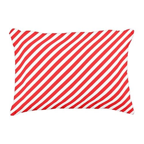 Standard Pillowcase Decorative Diagonal Candy Cane Stripes-Christmas Red &amp; White King Size Pillow Sham 20X30 Inches