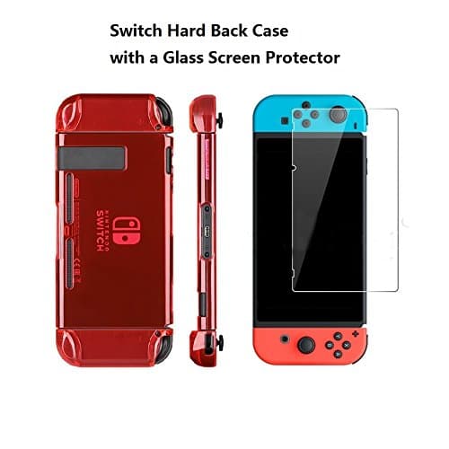 YueCZ Nintendo Switch Protection Case Cover Hard Shell Switch Transparent Ergonomic Accessories Skin with A Screen Protector for Nintendo Switch 6.2 Inch (Red)