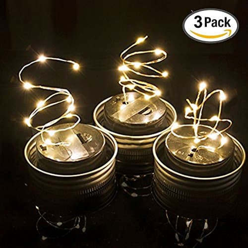 3 Pack - Mason Jar Lights with solar , LED Warm White Solar Fairy Lights, outdoor Solar String Lights of waterproof (Jars Not Included)