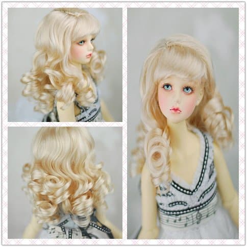 Raih7-8" Blonde Big Wave Wig for 1/4 MSD BJD Super Dollfie Doll Wig