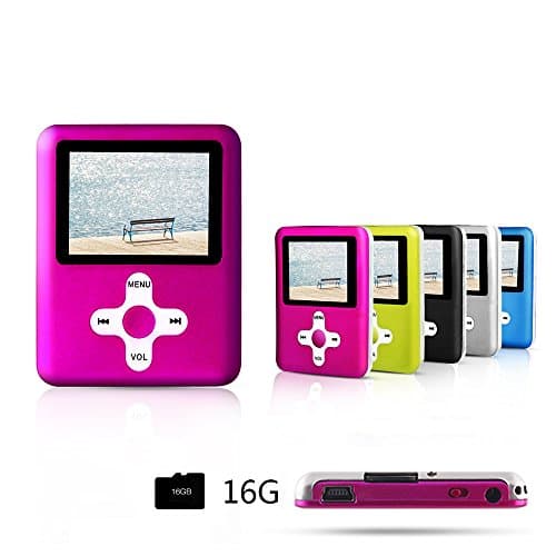 ACEE DEAL MP3/MP4 Player, Including a 16GB Micro SD card, with MINI USB Port Slim Classic Digital MP3 Player/MP4 Player, Music Player, E-book, Photo viewing/Video Playing and Voice Recorder -(Pink)