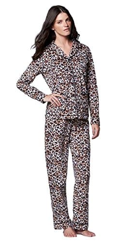 Simply Vera Vera Wang Women's Microfleece Pajama Set (Medium AV/REG, Natural Animal)