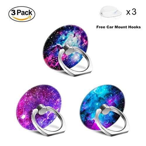 Phone Ring Holder Stand, 3 Pack Universal 360 Rotation Smartphone Finger Ring Grip Stand with 3 Car Mount Hooks for iPhone X 8 7 Plus 6S Samsung Galaxy S8 S9 Plus, Smartphones and Tablets - Galaxy