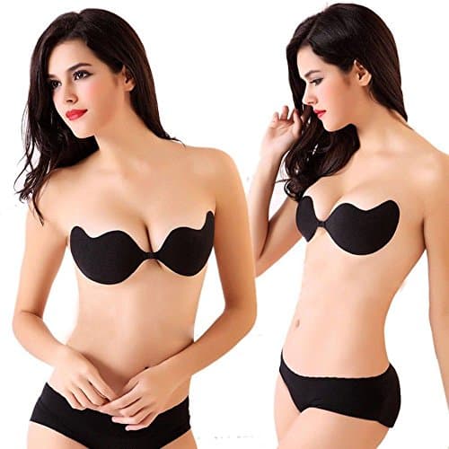 Black Silicone Adhesive Stick On Push Up Gel Strapless Backless Invisible Bra MCBoson