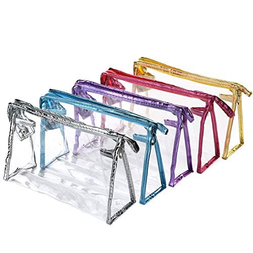 5 Pcs Cosmetics See Through Make Up Bag/Organizer, Transparent Waterproof Cosmetic Bag,PVC Vinyl Zippered Wash Bag Vacation,Travel Accessories Organizer