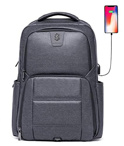 Laptop Backpack, Water Resistant College School Computer Bag for Men and Women with USB Charging Port, Anti Theft Travel Business Backpack Fits 16in Inch Laptop & Notebook (Dark Gray)