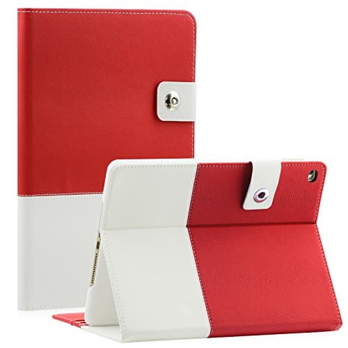 iPad Pro 12.9 Case, SAWE Hybrid leather Folio Case Cover for Apple iPad Pro 12.9 inch 2015 with Built-in Stand &amp; Card Slots Auto Wake / Sleep Smart Cover (iPad Pro, Red Hybrid)