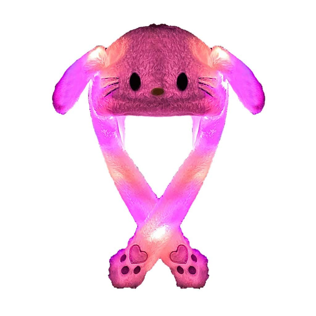 Led Rabbit Hat Ear Moving Jumping Hat Funny Bunny Plush Hat Cap for Women Girls, Cosplay Christmas Party Holiday Hat