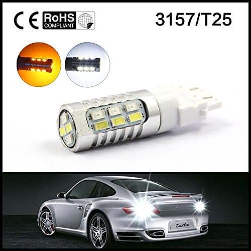 2PCS ARTR 3157 Switchback 22 SMD 5630 Amber / White LED Light Bulb for Turn Signals Brake