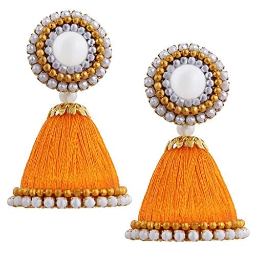 Stay Stylish And Cool With Silk Thread Work Orange Jhumki | Casual Wear Earring Party Wear Earring