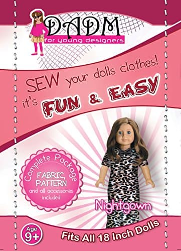 Sew Your Doll Clothes, Fabric and Pattern, for 18 Inch Doll Pajamas , fits American Girl Doll (Leopard)