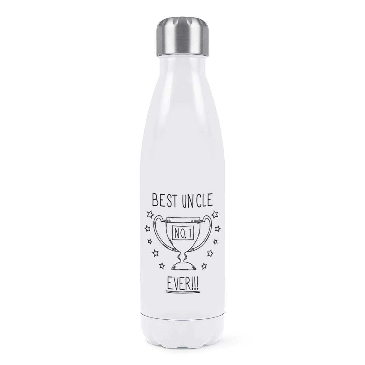 Best Uncle Ever No.1 Trophy Double Wall Water Bottle Insulated Stainless Steel Sports Drinks 500ml White