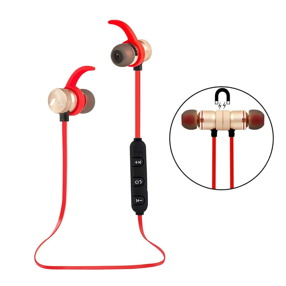 UBYMI BT31 Bluetooth Headphones Wireless Stereo Bluetooth Headset with Magnet Attraction, Sweatproof Sports Earphones with Microphone for iPhone and Android Smartphones (Gold)