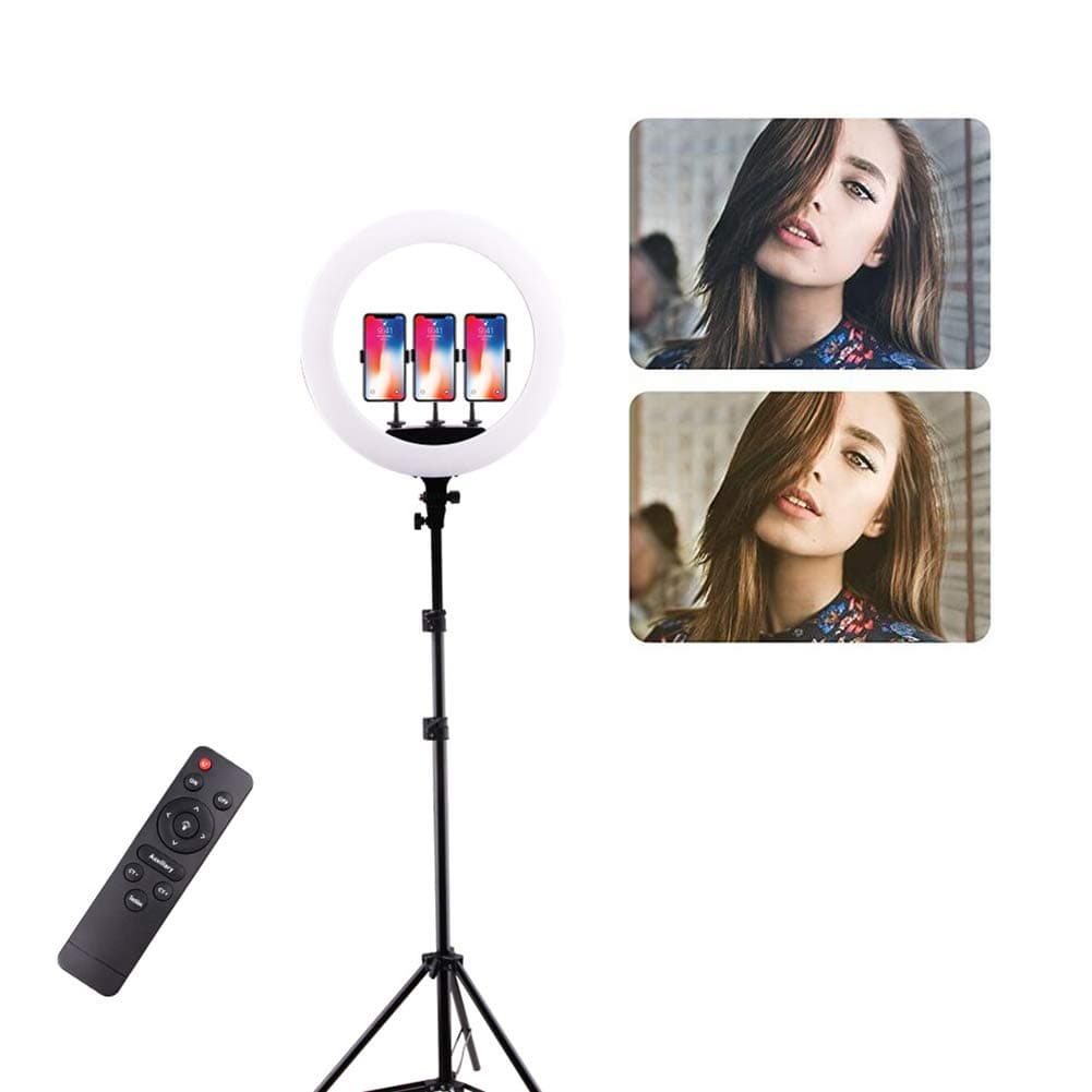 Fxwj LED Ring Light Kit 23.6"/ 60Cm with Adjusted Bi-Color 3200-5600K Dimmable Video Makeup Ring Light with Stand for Phone Video Shooting,YouTube,Portrait,Selfie
