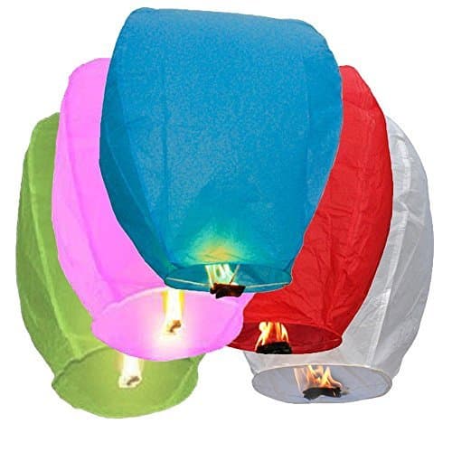 Chinese Flying Sky Lanterns 20 Pack Assorted Colors, Wish Paper Lanterns- for Festivals, Weddings, Backyard Parties