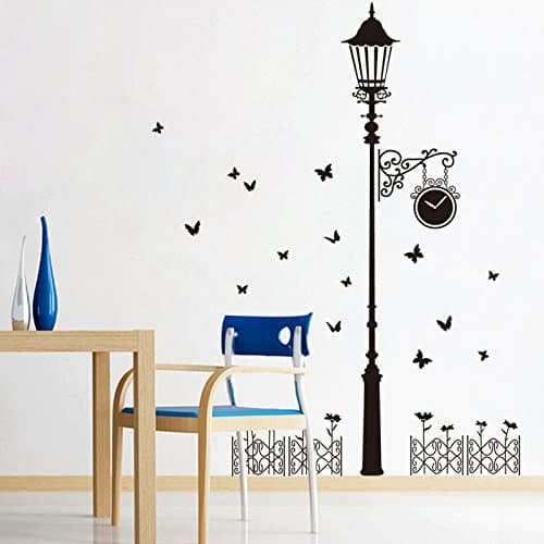 Warmcasa Removable Light Pole Wall Stickers Bedside TV Background Wall Decals Environmental Protection Living Room Decoration Stickers Kid Room Wall Stickers (Large, Light Pole)