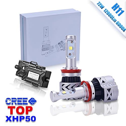 TZ Autoparts LED Headlight Bulbs Conversion Kit -H11 72W CREE XHP50 12000lm 6K Cool White,2 Yr Warranty