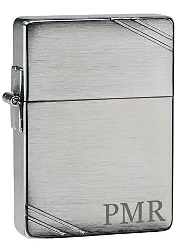 Personalized Zippo 1935 Replica Brushed Chrome with laser engraved initial (Three Initials)