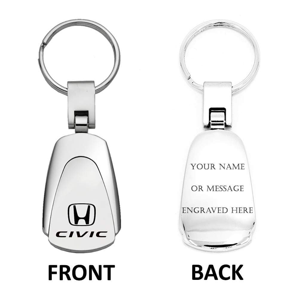 Personalized Honda Civic Keychain & Keyring - Chrome Teardrop