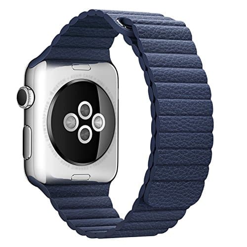 Apple Watch Band , HBBRO Leather Loop With Adjustable Magnetic Closure iWatch Band Replacement Bracelet Strap For 42mm Apple Watch All Models - Blue