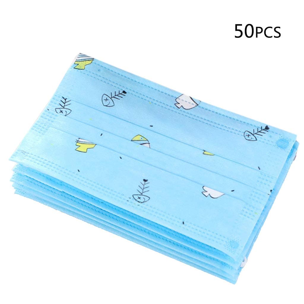 50Pcs Kids Disposable 3-Layer Face Cover